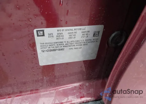 2016 Chevrolet Malibu Limited Lt from USA, damaged, VIN 1G11C5SA8GF108462